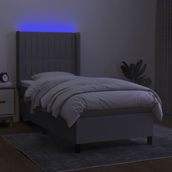vidaXL &Kappa;&rho;&epsilon;&beta;ά&tau;&iota; Boxspring &mu;&epsilon; &Sigma;&tau;&rho;ώ&mu;&alpha; & LED &Alpha;&nu;.&Gamma;&kappa;&rho;&iota; 90x190 &epsilon;&kappa;. &Upsilon;&phi;&alpha;&sigma;&mu;ά&tau;&iota;&nu;&omicron;