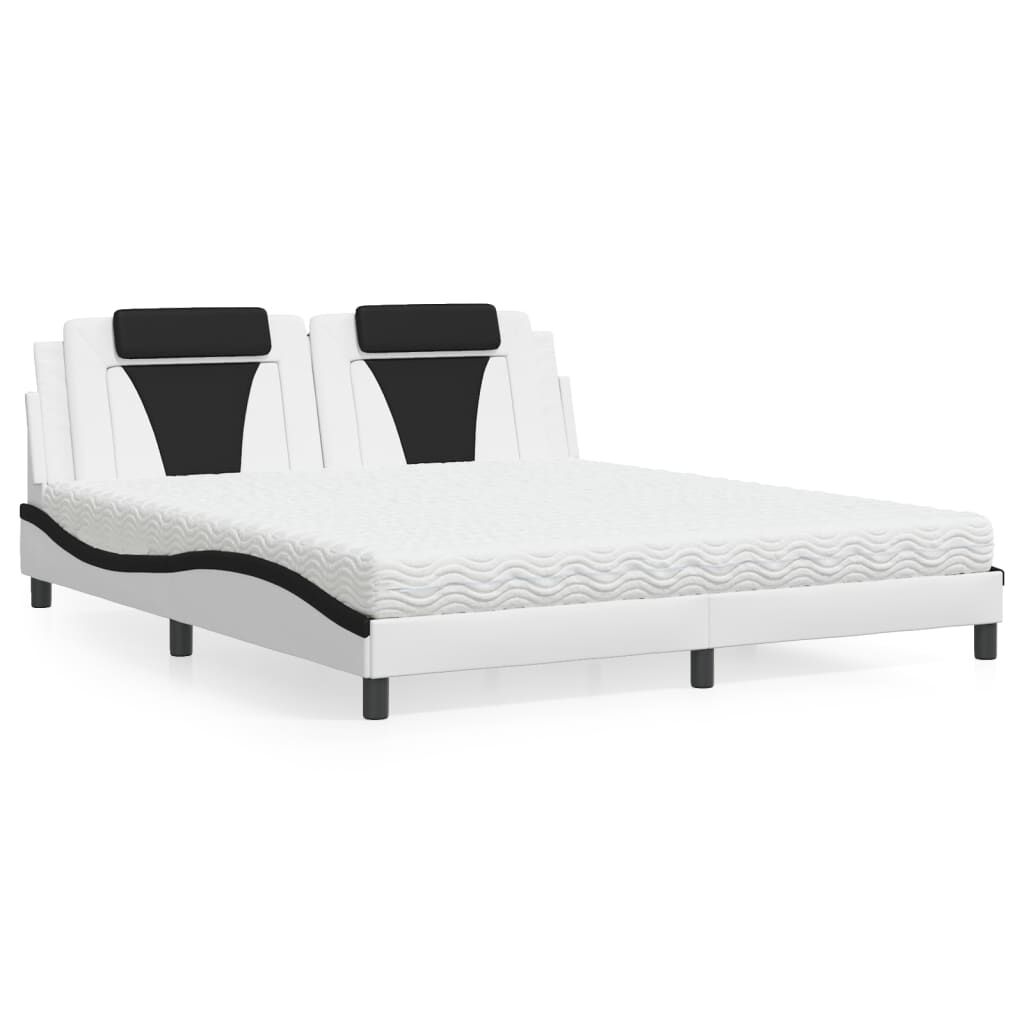 vidaXL Κρεβάτι με Στρώμα Μαύρο/Λευκό 180x200 εκ. από Συνθετικό Δέρμα