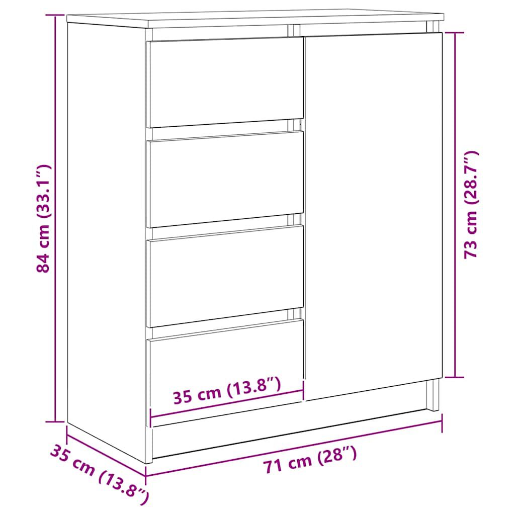 vidaXL Συρταριέρα με Συρτάρια Sonoma Δρυς 71x35x84 εκ. από Επεξ. Ξύλο