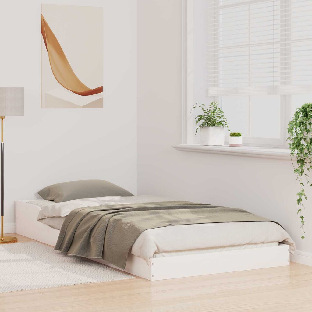 vidaXL Σκελετός Κρεβατιού Λευκό 75 x 190 cm Μασίφ ξύλο πεύκου