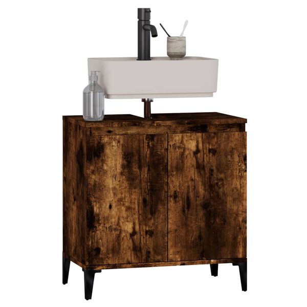 vidaXL Ντουλάπι Νιπτήρα Καπνιστή Δρυς 58x33x60 εκ. Επεξεργ. Ξύλο