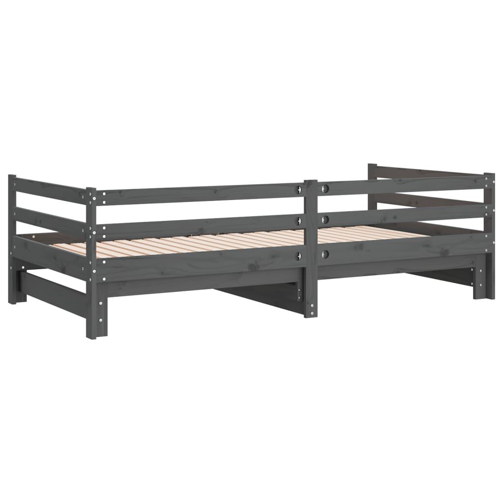 vidaXL Καναπές Κρεβάτι Γκρι 2 x (90 x 200) εκ. από Μασίφ Ξύλο Πεύκου