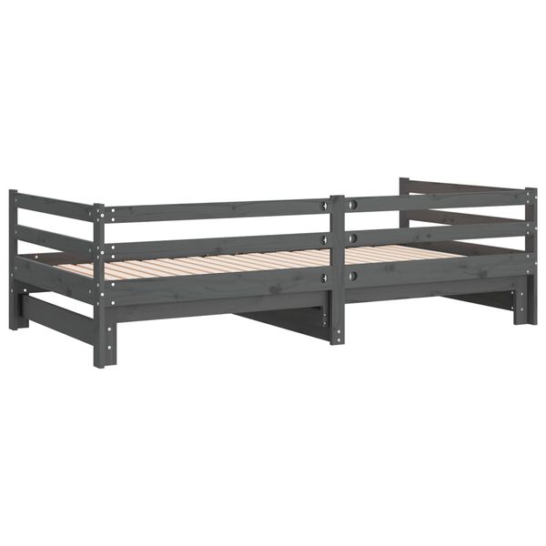 vidaXL Καναπές Κρεβάτι Γκρι 2 x (90 x 200) εκ. από Μασίφ Ξύλο Πεύκου