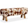 vidaXL Παγκάκι με Σχέδιο Ρόμβων από Γνήσιο Δέρμα Αγελάδας