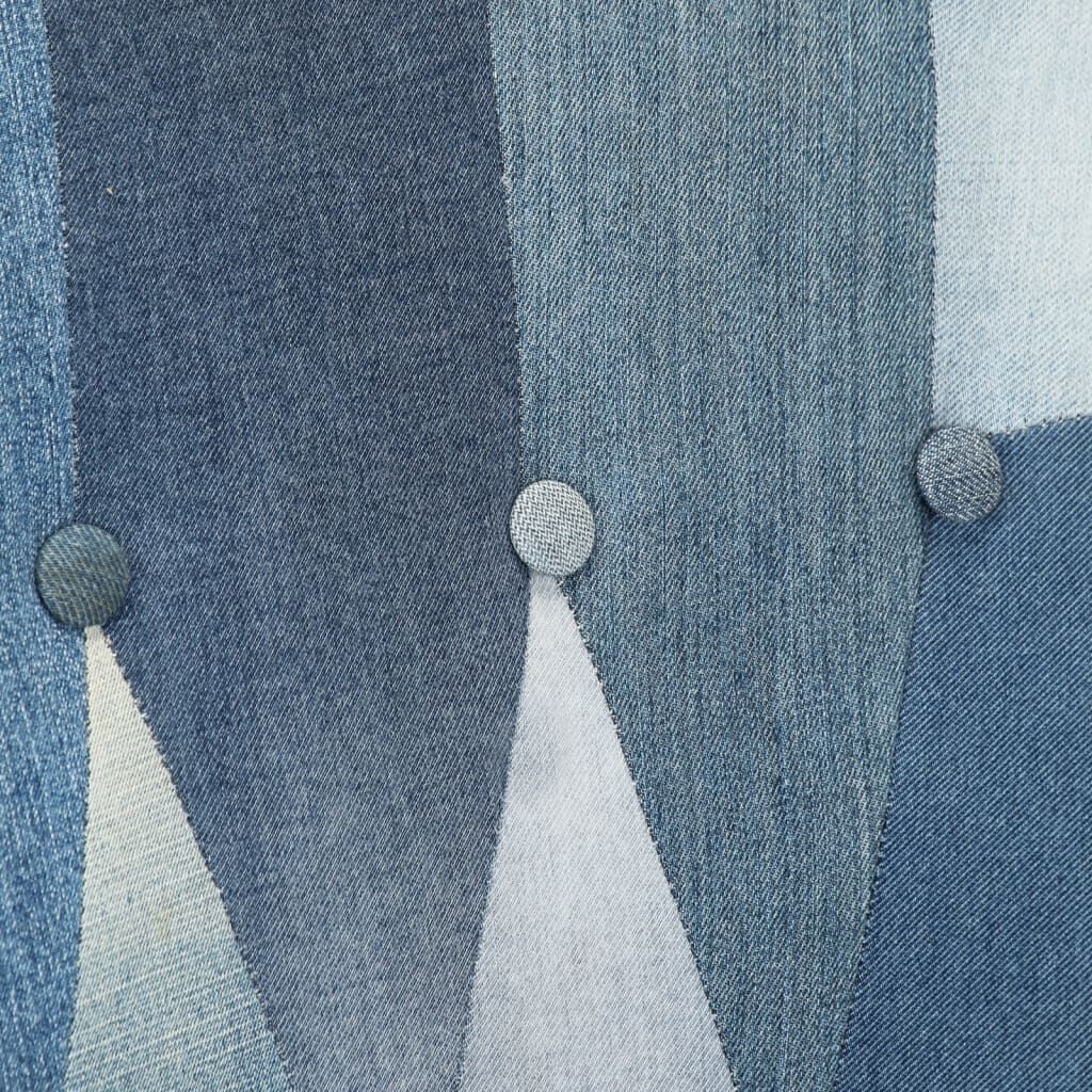 vidaXL Πολυθρόνα Μπλε Denim Patchwork από Καραβόπανο με Υποπόδιο