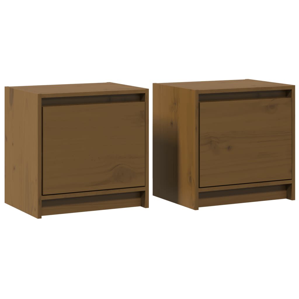 vidaXL Κομοδίνα 2 τεμ. Καφέ Μελί 40x30,5x40 εκ. από Μασίφ Ξύλο Πεύκου