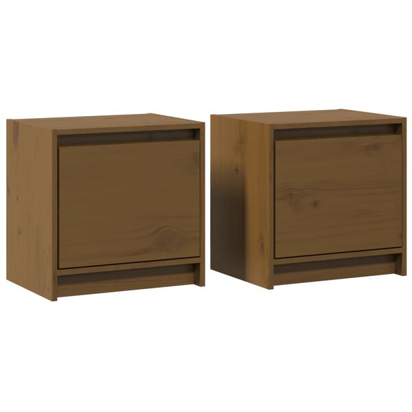 vidaXL Κομοδίνα 2 τεμ. Καφέ Μελί 40x30,5x40 εκ. από Μασίφ Ξύλο Πεύκου