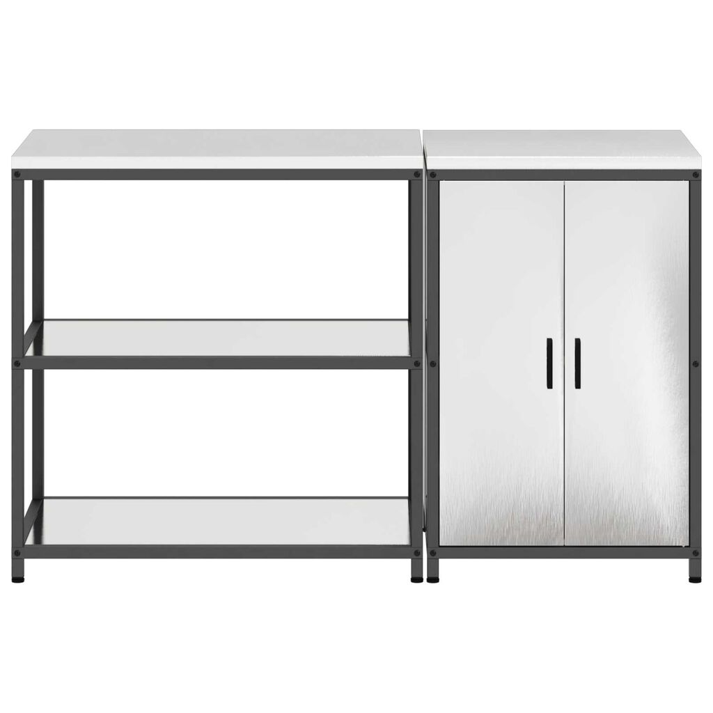 vidaXL Σετ Αποθήκευσης Κουζίνας με ράφι 2 pcs Ασημί 150 x 50 x 92 εκ.
