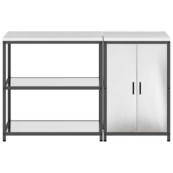 vidaXL Σετ Αποθήκευσης Κουζίνας με ράφι 2 pcs Ασημί 150 x 50 x 92 εκ.