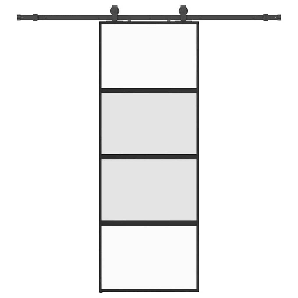 vidaXL Συρόμενη πόρτα με σετ υλικού Μαύρο 76x205 cm γυαλί μετριασμένο