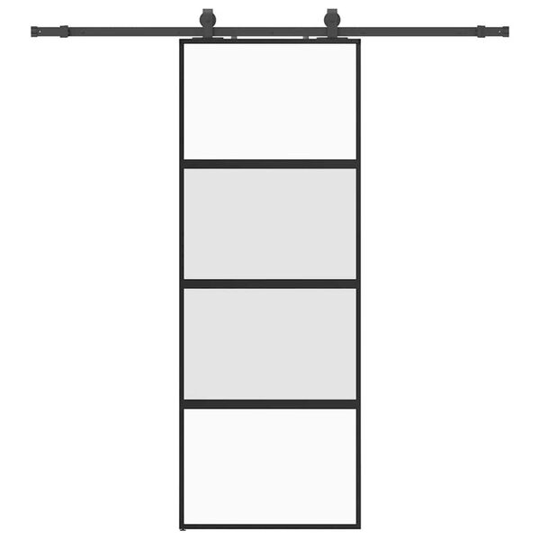 vidaXL Συρόμενη πόρτα με σετ υλικού Μαύρο 76x205 cm γυαλί μετριασμένο