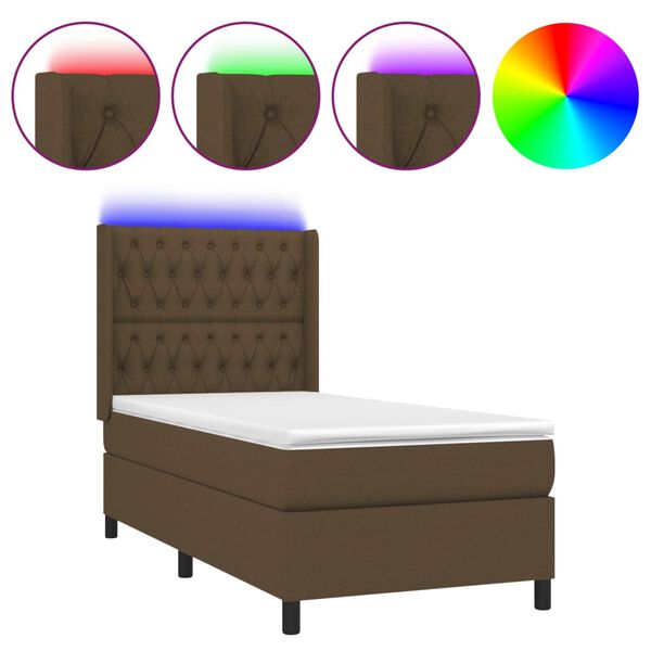 vidaXL &Kappa;&rho;&epsilon;&beta;ά&tau;&iota; Boxspring &mu;&epsilon; &Sigma;&tau;&rho;ώ&mu;&alpha; & LED &Sigma;&kappa;.&Kappa;&alpha;&phi;έ 90x190 &epsilon;&kappa;. &Upsilon;&phi;&alpha;&sigma;&mu;ά&tau;&iota;&nu;&omicron;