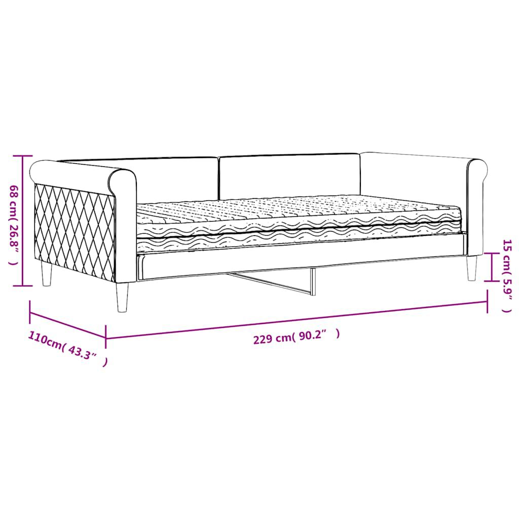 vidaXL Καναπέ Κρεβάτι με Στρώμα Σκούρο Γκρι 100x200εκ. Βελούδινος