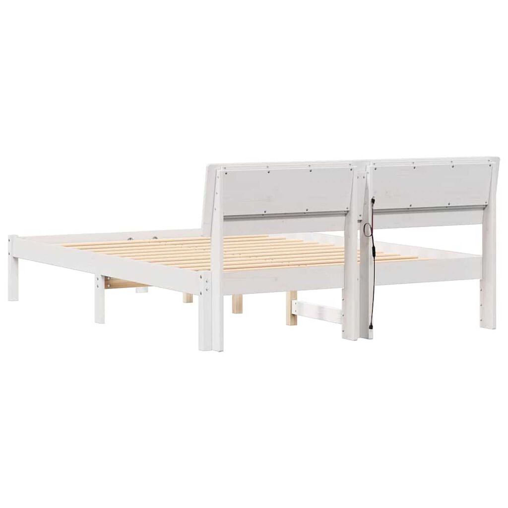 vidaXL Σκελετός Κρεβατιού Λευκό 140 x 190 cm Μασίφ ξύλο πεύκου