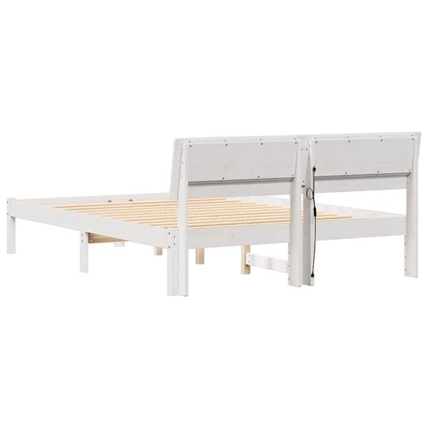 vidaXL Σκελετός Κρεβατιού Λευκό 140 x 190 cm Μασίφ ξύλο πεύκου
