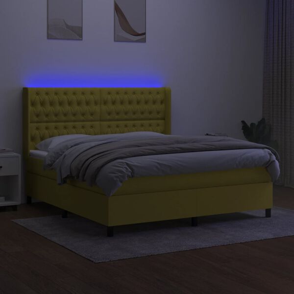 vidaXL &Kappa;&rho;&epsilon;&beta;ά&tau;&iota; Boxspring &mu;&epsilon; &Sigma;&tau;&rho;ώ&mu;&alpha; & LED &Pi;&rho;ά&sigma;&iota;&nu;&omicron; 160x200 &epsilon;&kappa; &Upsilon;&phi;&alpha;&sigma;&mu;ά&tau;&iota;&nu;&omicron;