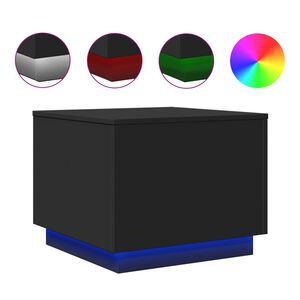 vidaXL Τραπεζάκι Σαλονιού με LED Μαύρο 50 x 50 x 40 εκ.