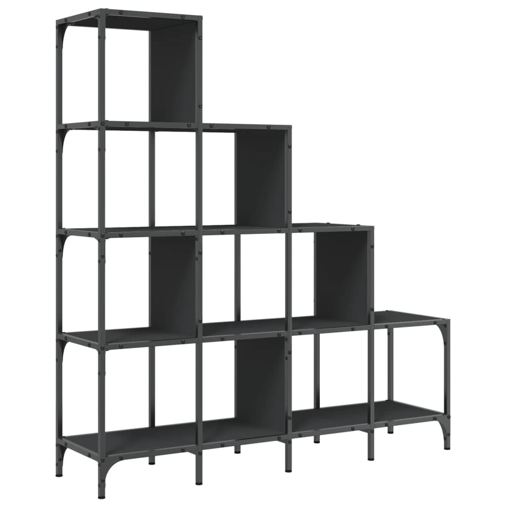 vidaXL Βιβλιοθήκη Μαύρη 122x30x132 εκ. Επεξεργασμένο Ξύλο & Μέταλλο