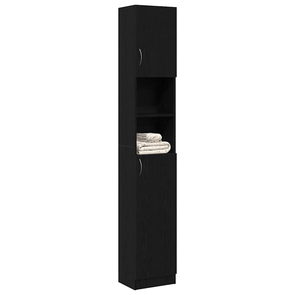 vidaXL Ντουλάπι Μπάνιου Μαύρο Δρυς 32x25,5x190 εκ. Επεξ. Ξύλο