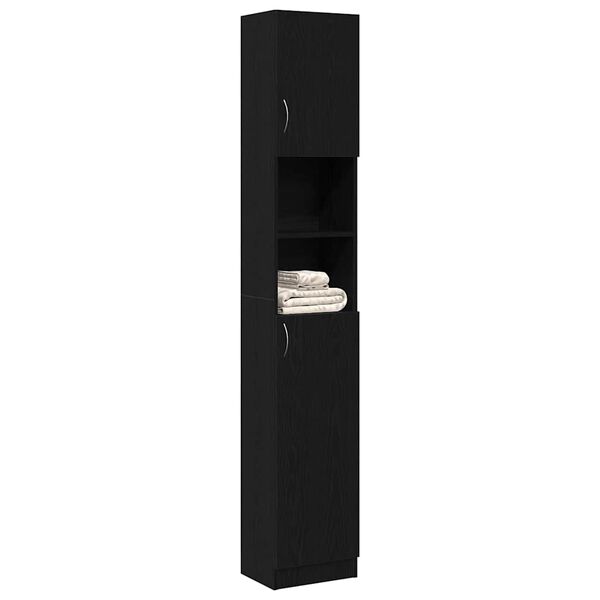 vidaXL Ντουλάπι Μπάνιου Μαύρο Δρυς 32x25,5x190 εκ. Επεξ. Ξύλο