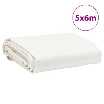 vidaXL Μουσαμάς Λευκός 5 x 6 μ. 650 γρ./μ.²