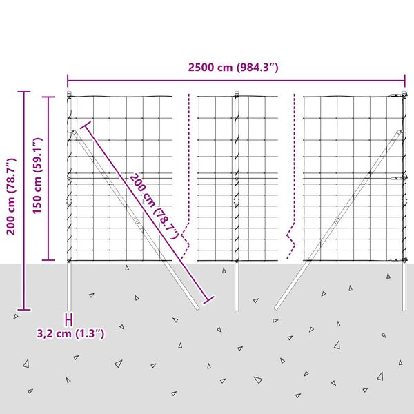 vidaXL Πεδίο Φράχτη 1.5x25 μ Γαλβανισμένος Χάλυβας