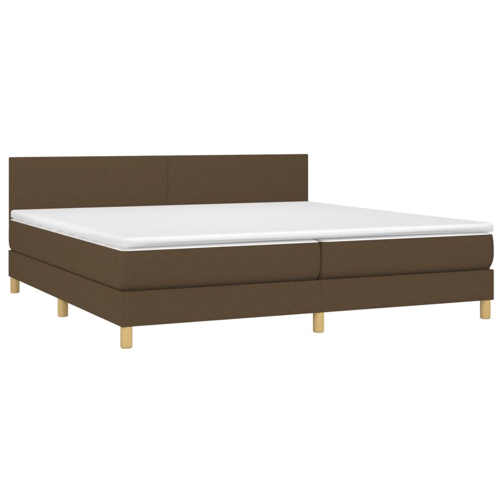 vidaXL Κρεβάτι Boxspring με Στρώμα & LED Σκ.Καφέ 200x200 εκ Υφασμάτινο