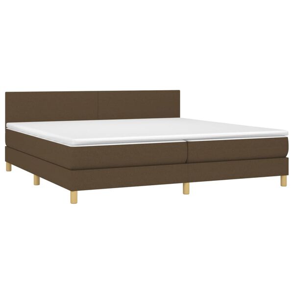 vidaXL Κρεβάτι Boxspring με Στρώμα & LED Σκ.Καφέ 200x200 εκ Υφασμάτινο