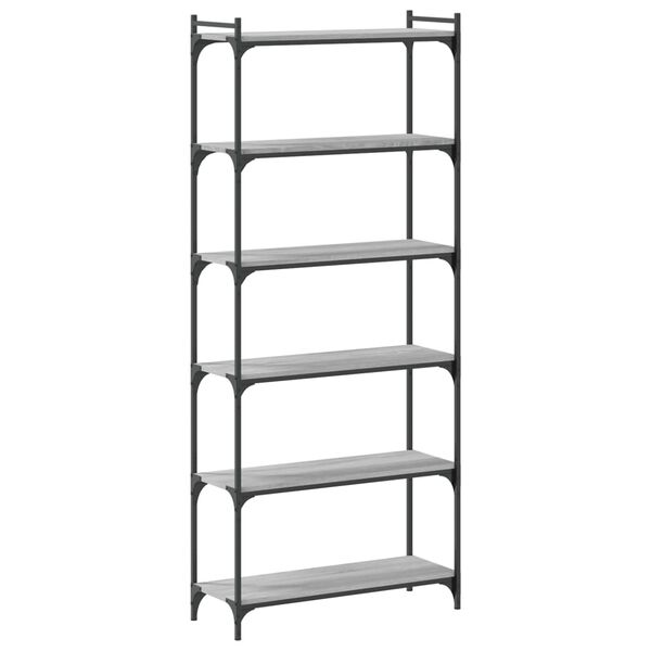 vidaXL Βιβλιοθήκη 6 Επιπέδων Γκρι Sonoma 80x30x188 εκ. Επεξεργ. Ξύλο
