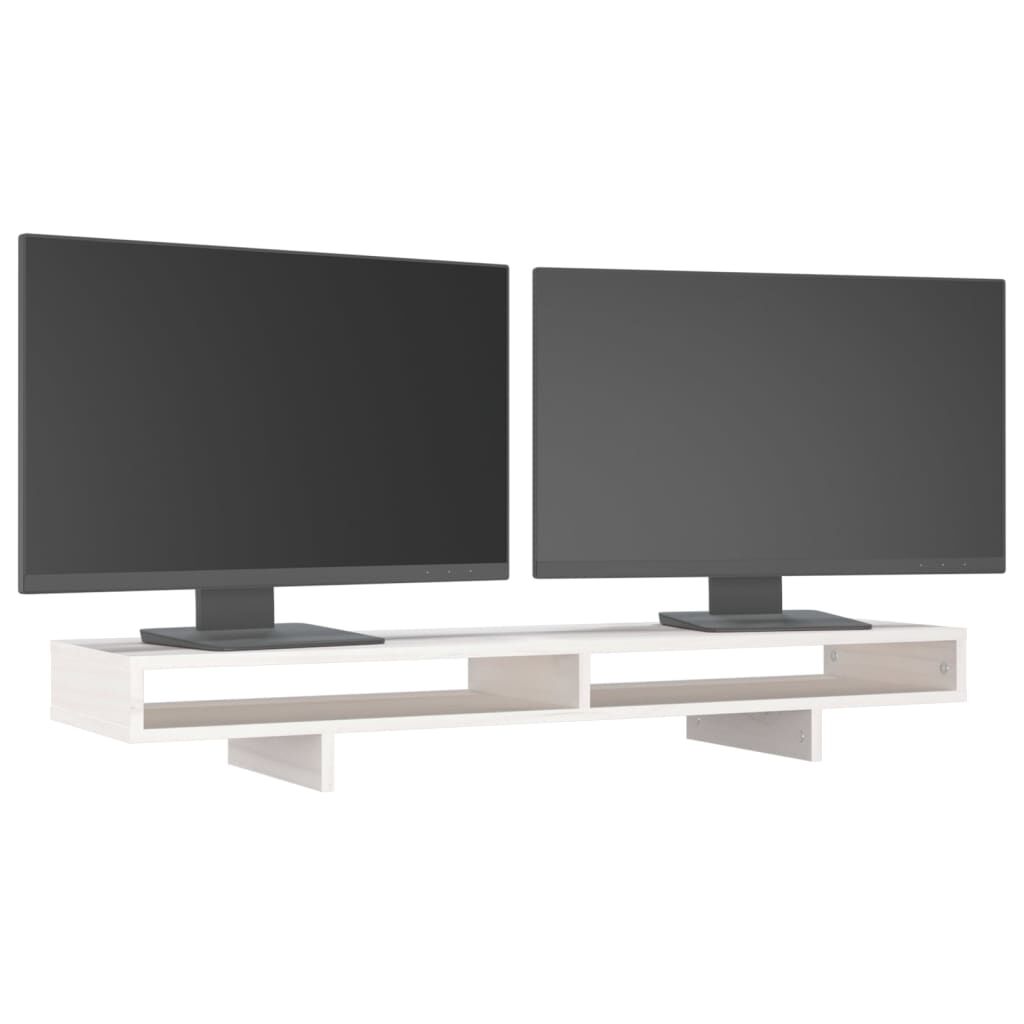vidaXL Βάση Οθόνης Λευκή 100x27x14 εκ. από Μασίφ Ξύλο Πεύκου