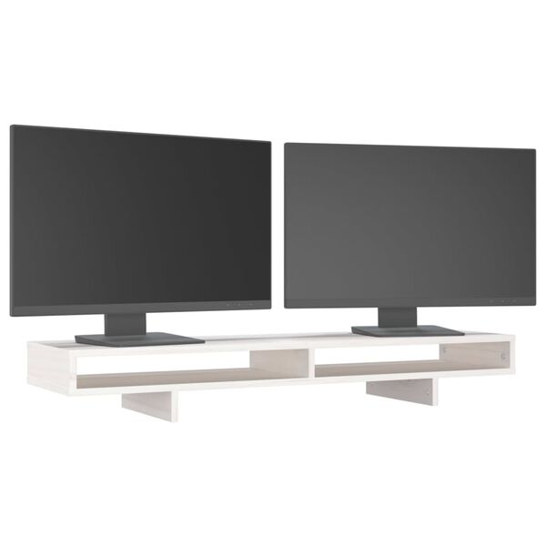 vidaXL Βάση Οθόνης Λευκή 100x27x14 εκ. από Μασίφ Ξύλο Πεύκου