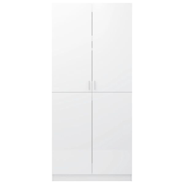 vidaXL Ντουλάπα Γυαλιστερό Λευκό 80 x 52 x 180 εκ. από Επεξ. Ξύλο