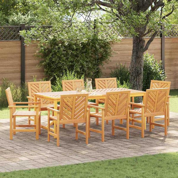 vidaXL Σέτ φαγητού για κήπο 9 pcs Καφέ 200 x 90 x 74 cm