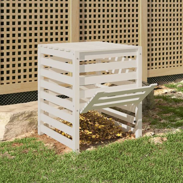 vidaXL Κομποστοποιητής Λευκός 63,5x63,5x77,5 εκ. από Μασίφ Ξύλο Πεύκου