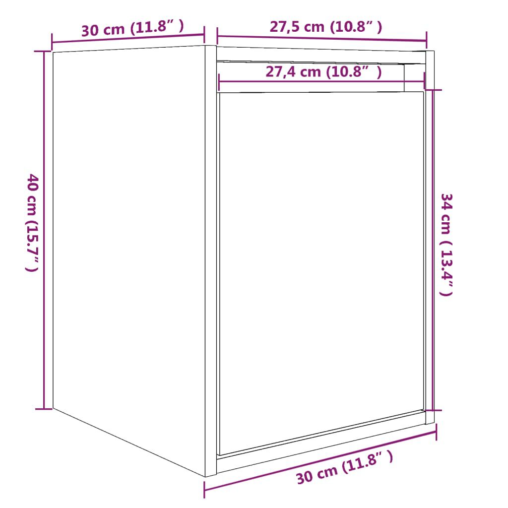 vidaXL Ντουλάπια Τοίχου 2 τεμ. Μαύρα 30x30x40 εκ. Μασίφ Ξύλο Πεύκου