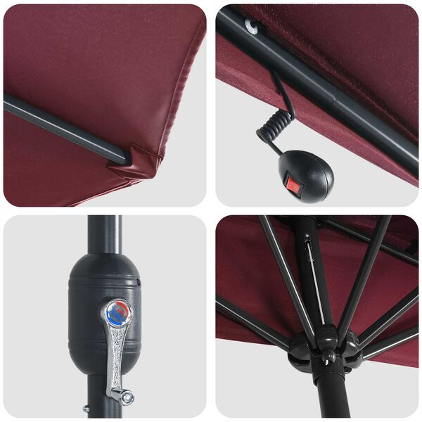 vidaXL Ομπρέλα Κήπου Μπορντό 294 x 150 x 223 εκ ύφασμα