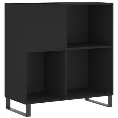 vidaXL Δισκοθήκη Μαύρη 84,5 x 38 x 89 εκ. από Επεξεργασμένο Ξύλο