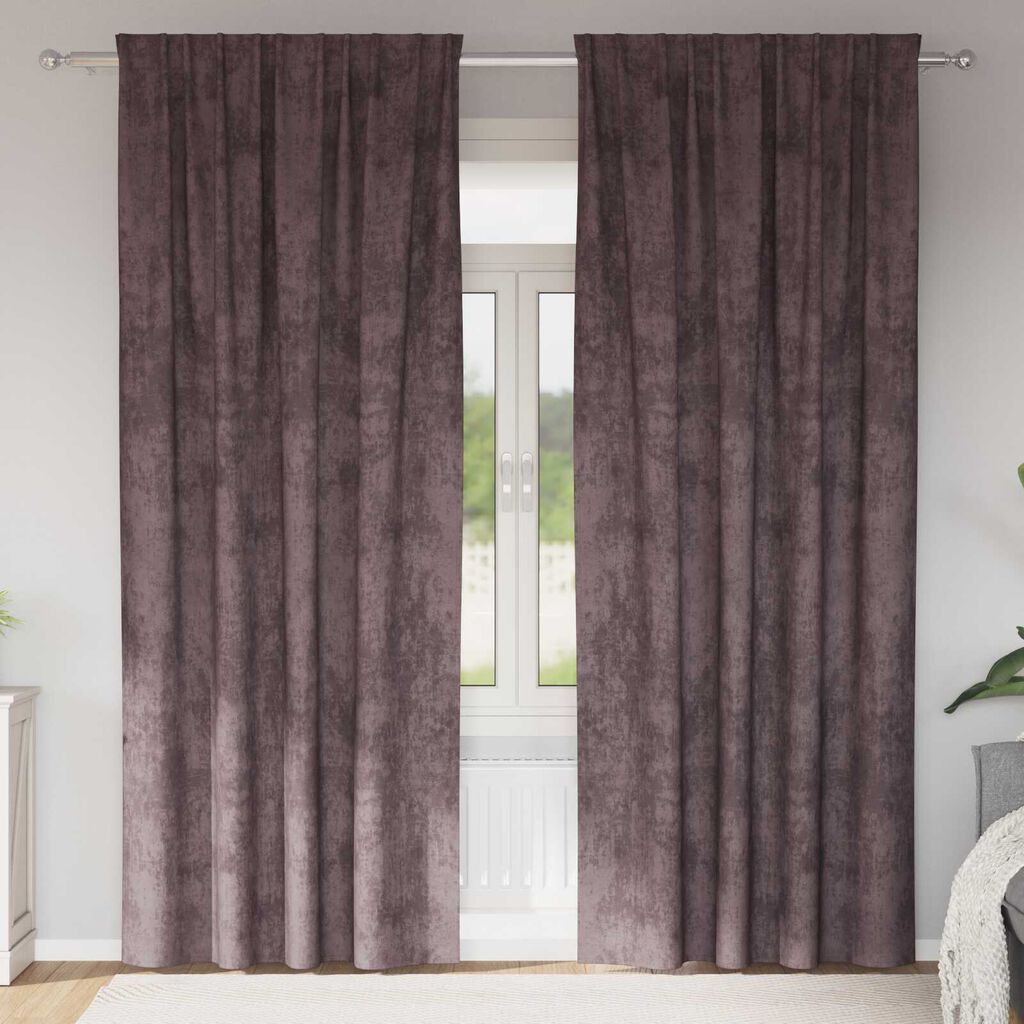 vidaXL Κουρτίνα με κουρτίνες 2 pcs Καφέ 225 x 140 εκ. Βελούδο