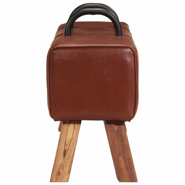 vidaXL Πάγκος Turnbock Vintage με Λαβές από Γνήσιο Δέρμα Κατσίκας