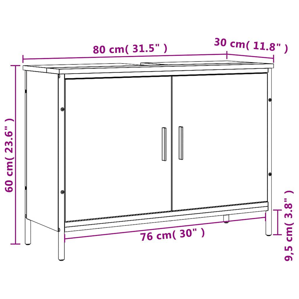 vidaXL Ντουλάπι Νιπτήρα Μπάνιου Μαύρο 80x30x60 εκ. Επεξεργασμένο Ξύλο
