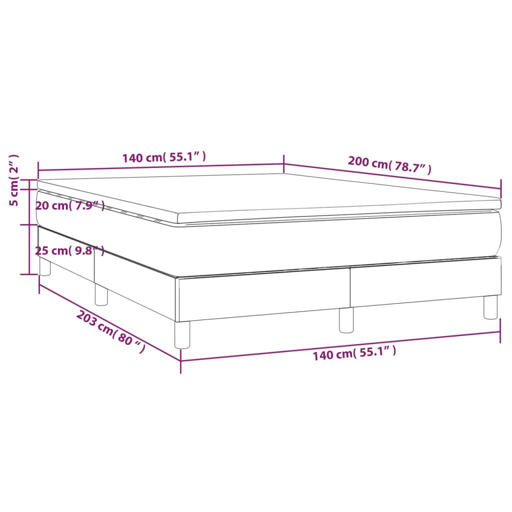 vidaXL Κρεβάτι Boxspring με Στρώμα Taupe 140x200 εκ. Υφασμάτινο