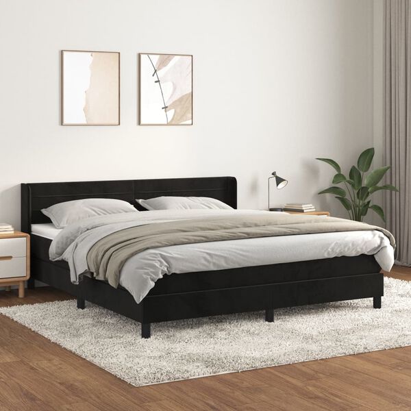vidaXL &Kappa;&rho;&epsilon;&beta;ά&tau;&iota; Boxspring &mu;&epsilon; &Sigma;&tau;&rho;ώ&mu;&alpha; &Mu;&alpha;ύ&rho;&omicron; 180x200 &epsilon;&kappa;. &Beta;&epsilon;&lambda;&omicron;ύ&delta;&iota;&nu;&omicron;