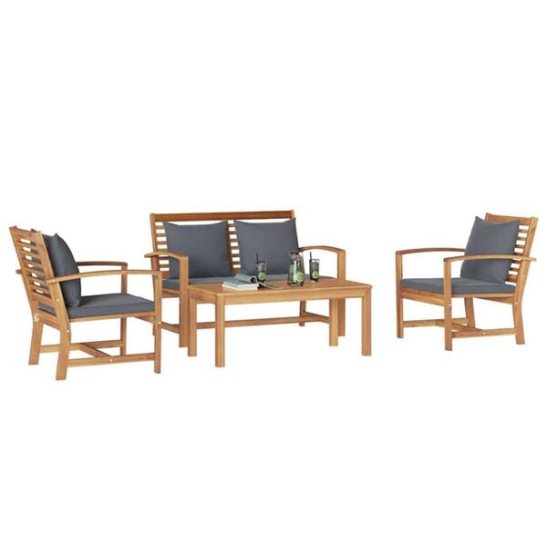 Σετ Καναπέ Κήπου 4 pcs Φυσικό Μασίφ ξύλο teak