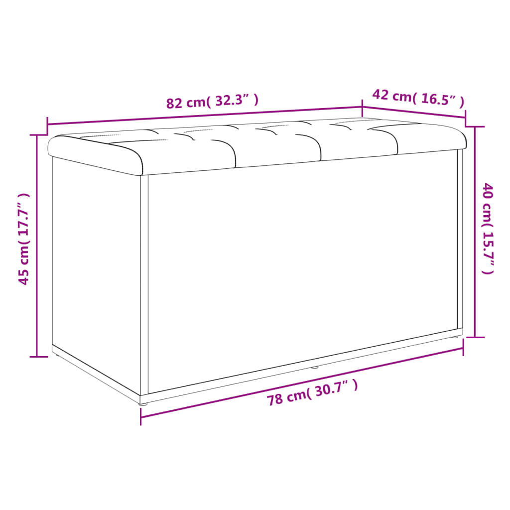 vidaXL Παγκάκι Αποθήκευσης Καφέ Δρυς 82x42x45 εκ. από Επεξ. Ξύλο