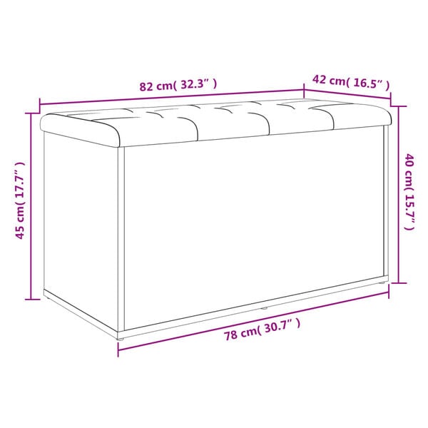 vidaXL Παγκάκι Αποθήκευσης Καφέ Δρυς 82x42x45 εκ. από Επεξ. Ξύλο