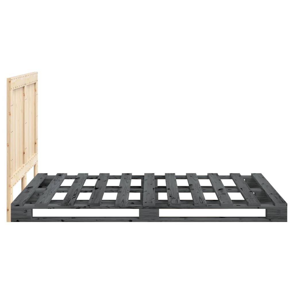 vidaXL Πλαίσιο Κρεβατιού με Κεφαλάρι Γκρι 140x200 εκ Μασίφ Ξύλο Πεύκου