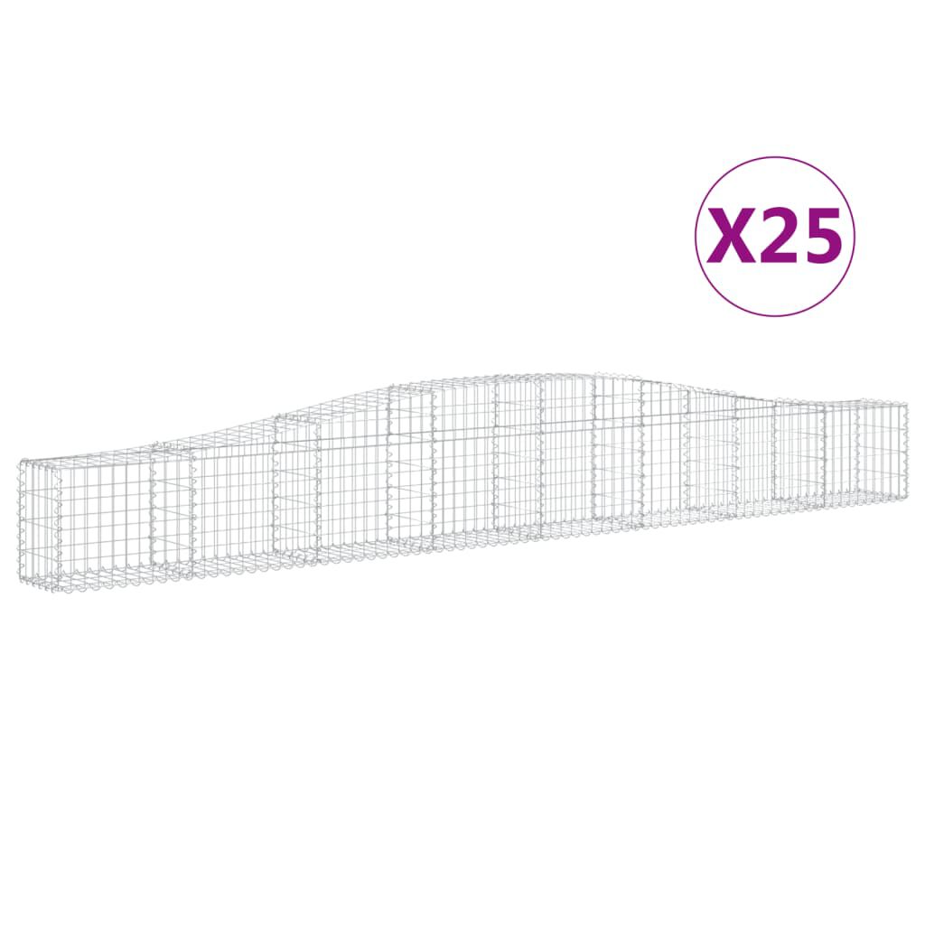 vidaXL Συρματοκιβώτια Τοξωτά 25 τεμ. 400x30x40/60 εκ. Γαλβαν. Ατσάλι