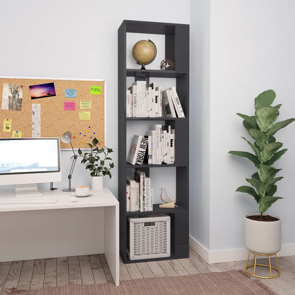 vidaXL Βιβλιοθήκη/Διαχωριστικό Γυαλιστ. Γκρι 45x24x159 εκ Μοριοσανίδα