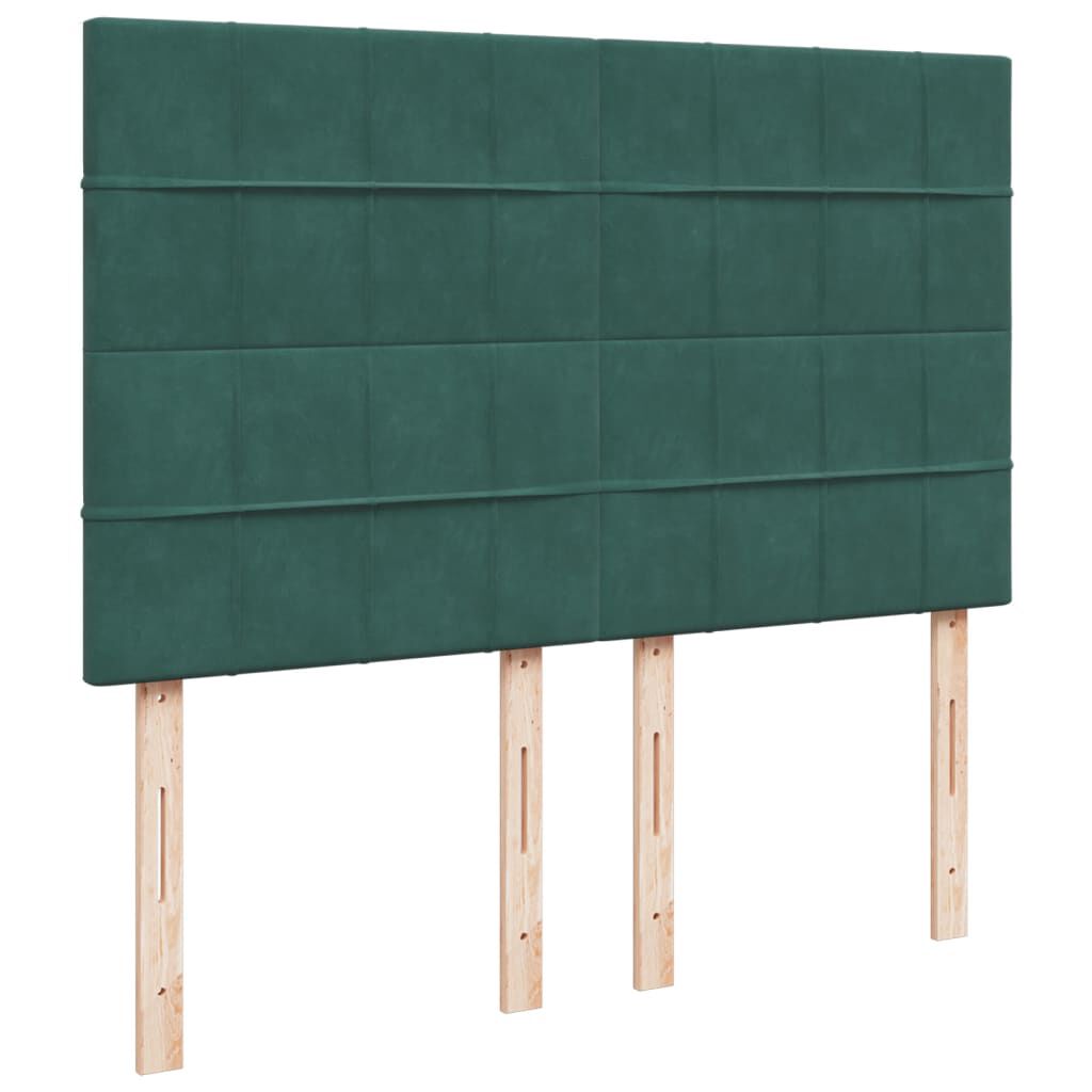 vidaXL Κρεβάτι Boxspring με Στρώμα Σκούρο Πράσινο 140x190εκ. Βελούδινο