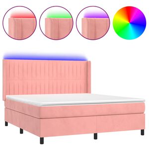 vidaXL &Kappa;&rho;&epsilon;&beta;ά&tau;&iota; Boxspring &mu;&epsilon; &Sigma;&tau;&rho;ώ&mu;&alpha; & LED &Rho;&omicron;&zeta; 160x200 &epsilon;&kappa;. &Beta;&epsilon;&lambda;&omicron;ύ&delta;&iota;&nu;&omicron;